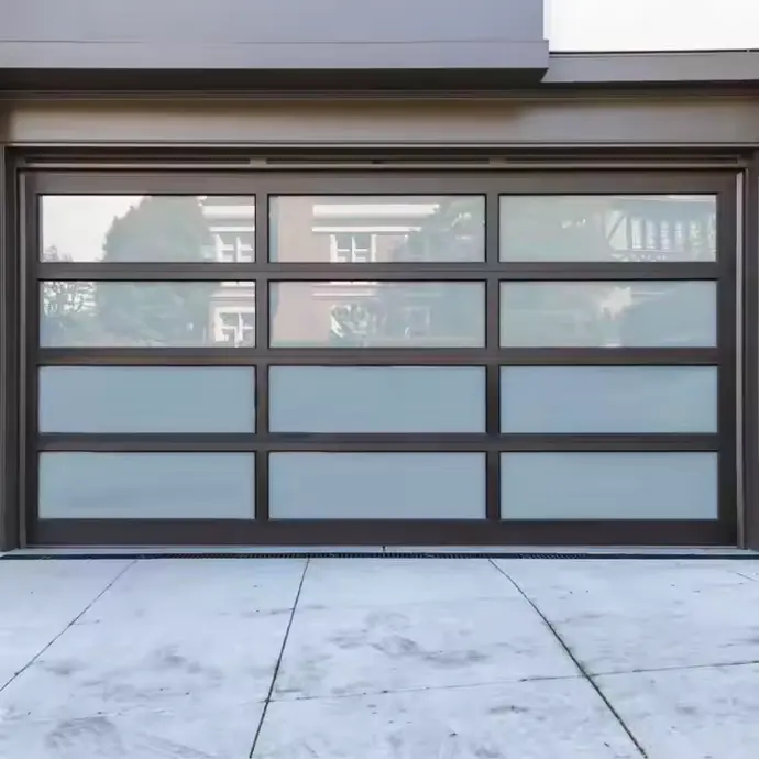 porton, puerta garaje, automatico en aluminio y vidrio templado
